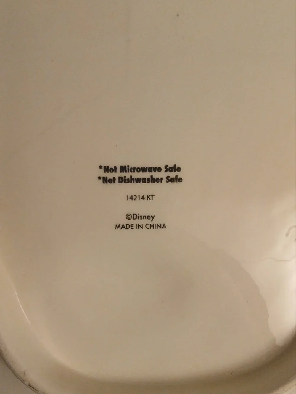 Disney White Decorative Plate with Black Markings